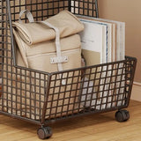 Modern Mesh Iron Small Sliding Storage Bookcase Black Image - 7