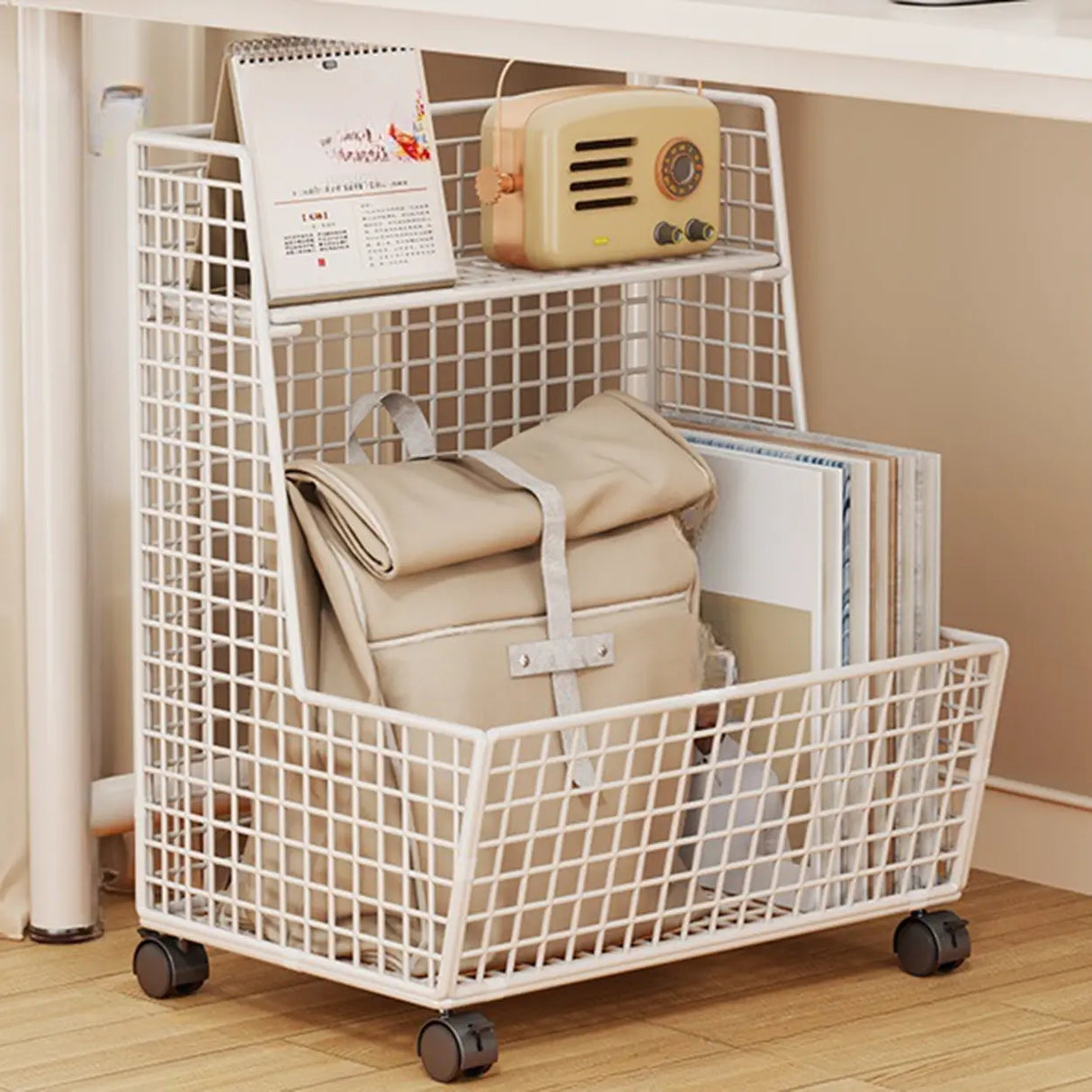 Modern Mesh Iron Small Sliding Storage Bookcase Black Image - 8