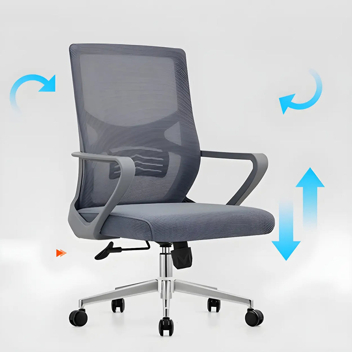 Modern Mesh Mid-Back Lumbar Support Grey Office Chair Image - 12