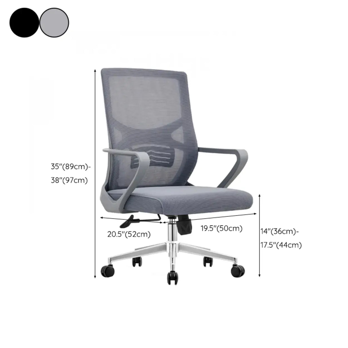 Modern Mesh Mid-Back Lumbar Support Grey Office Chair 