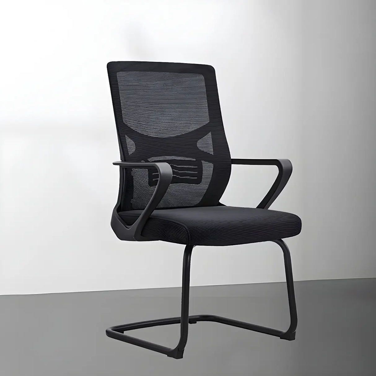 Modern Mesh Mid-Back Lumbar Support Grey Office Chair Image - 5
