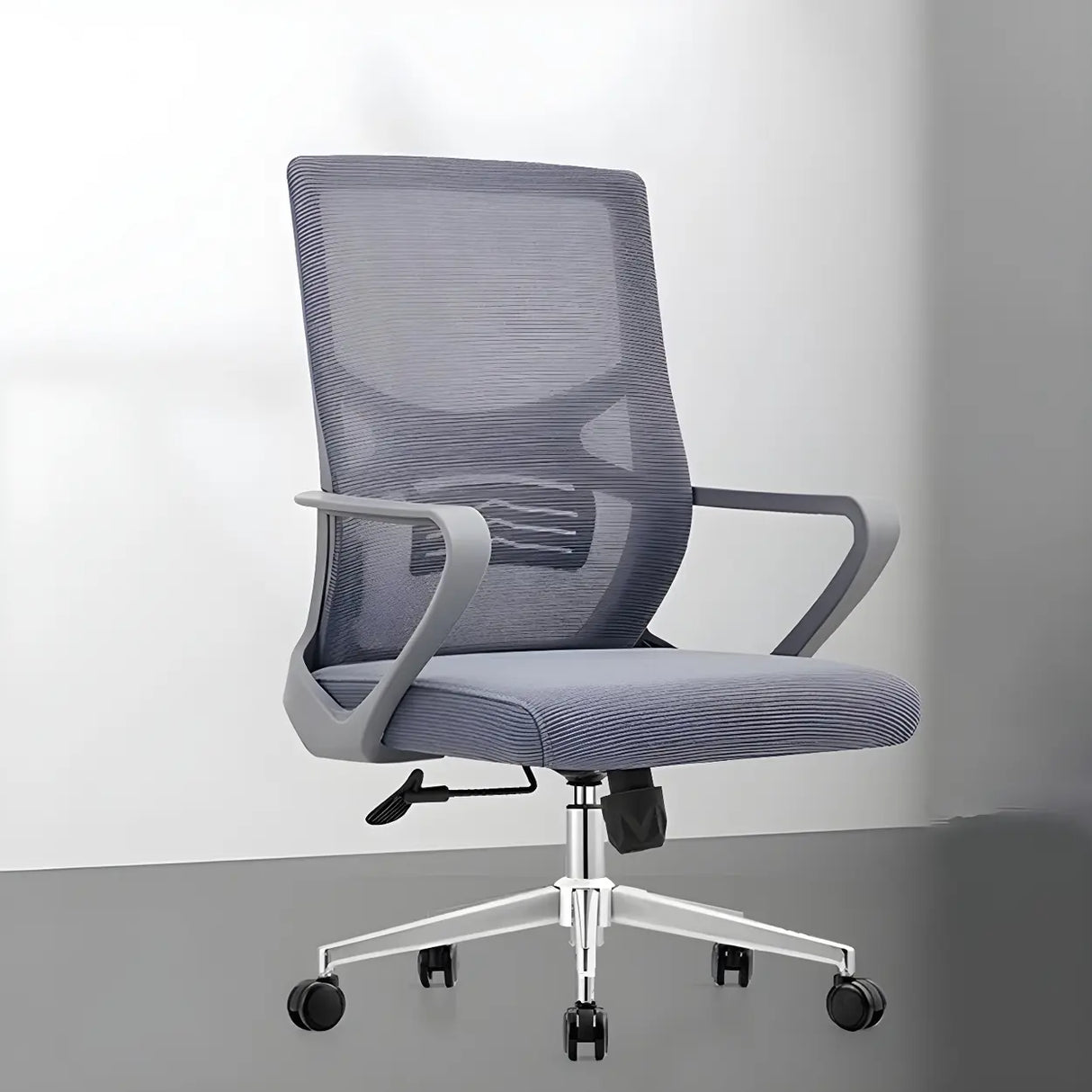 Modern Mesh Mid-Back Lumbar Support Grey Office Chair Image - 8