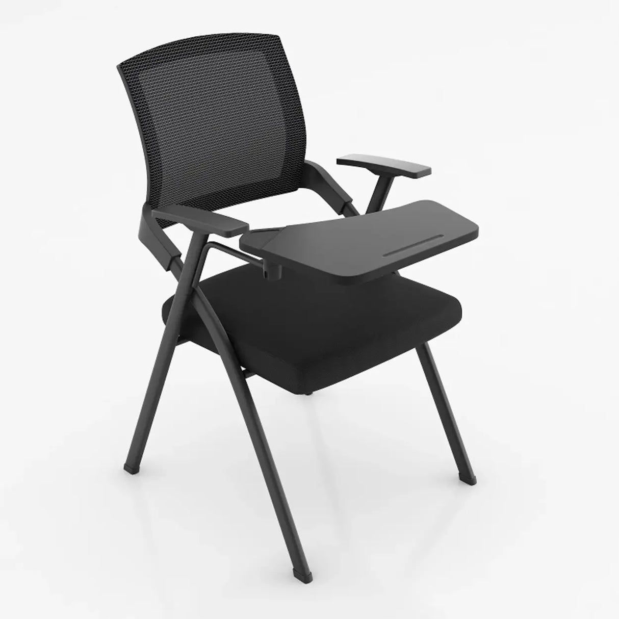 Modern Mesh Office Chair with Tray Black Fabric Seat Image - 1