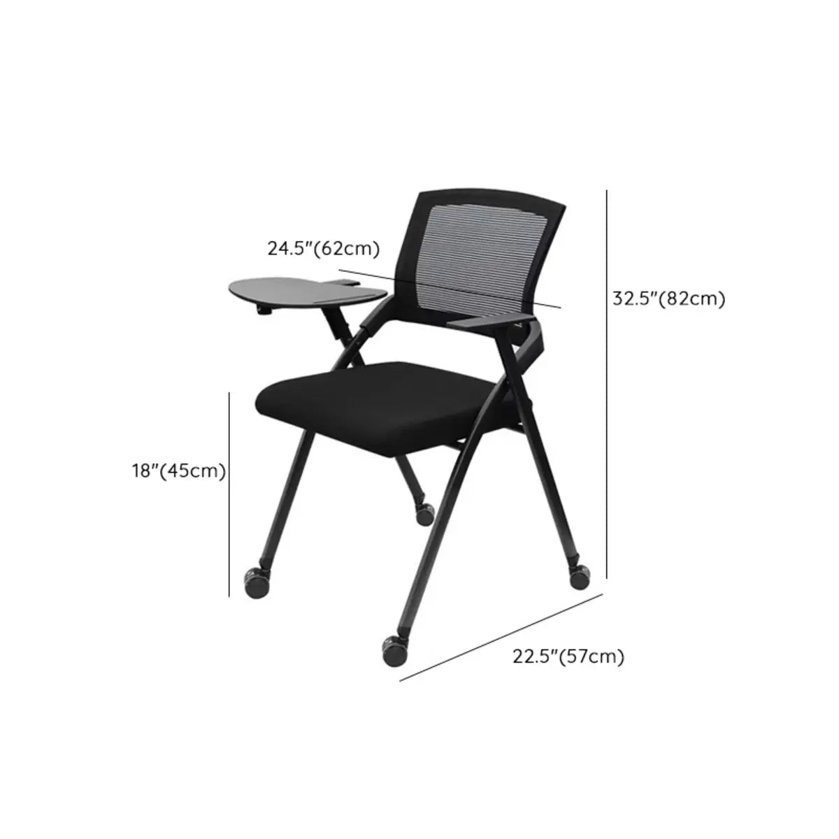 Modern Mesh Office Chair with Tray Black Fabric Seat 