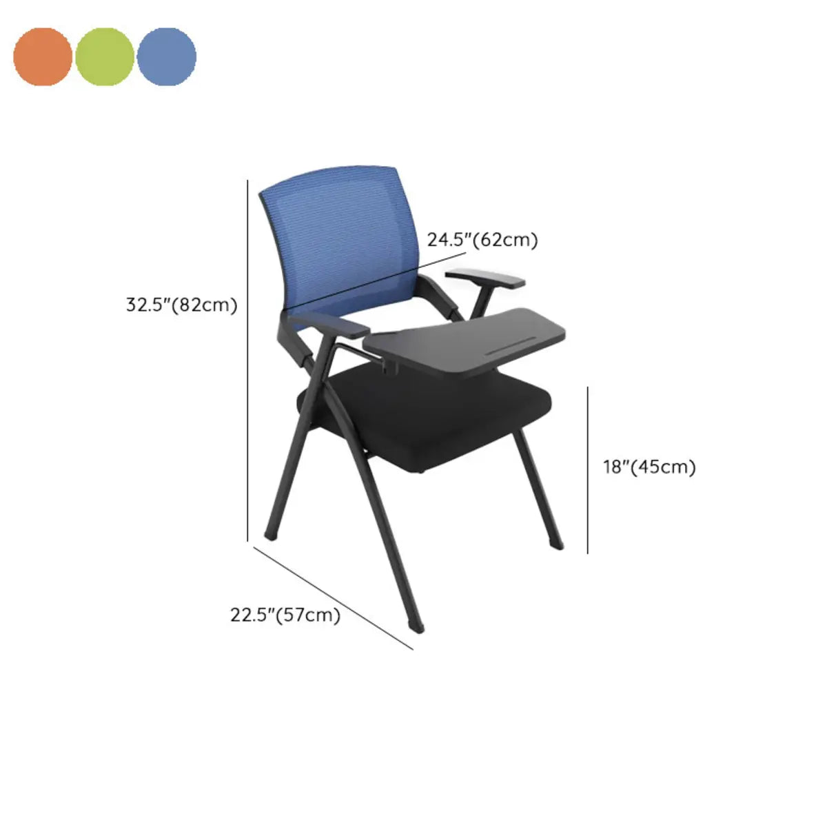 Modern Mesh Office Chair with Tray Black Fabric Seat Image - 12