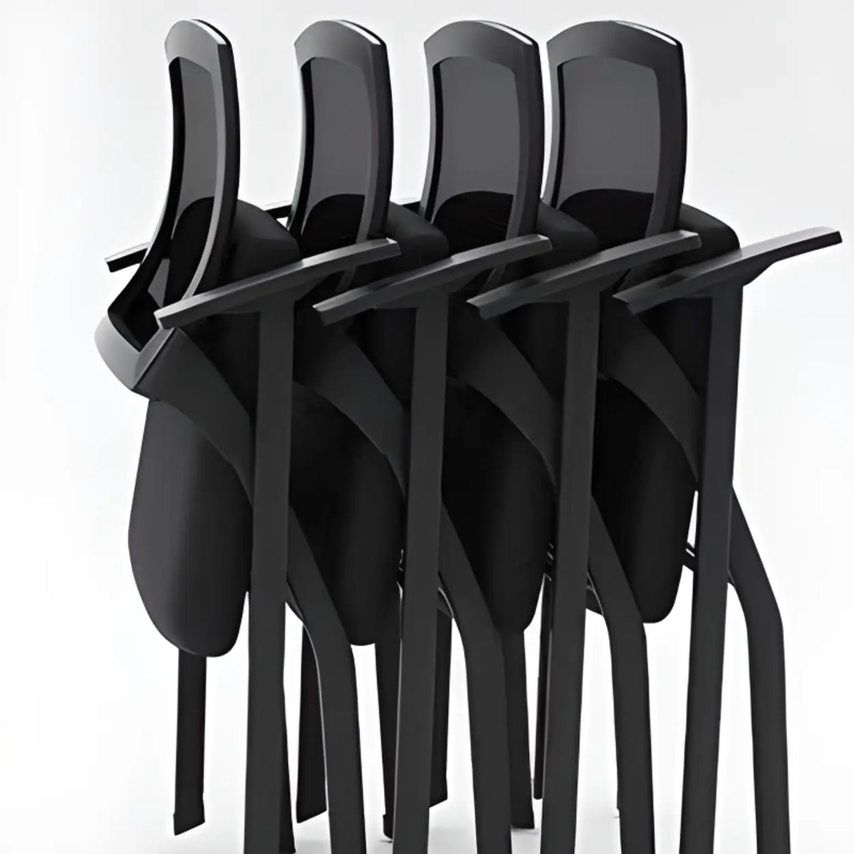 Modern Mesh Office Chair with Tray Black Fabric Seat Image - 4