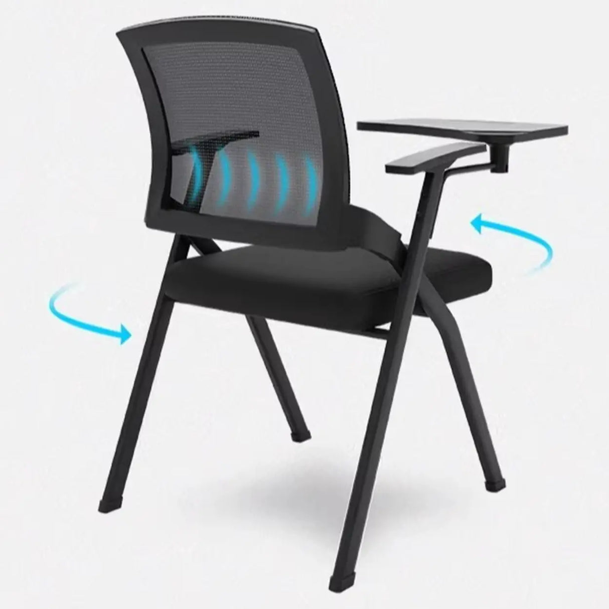 Modern Mesh Office Chair with Tray Black Fabric Seat Image - 8