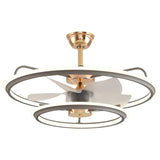 Modern Metal 2 Ring 5 Plastic Blades Ceiling Fan Light Image - 2