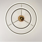 Modern Metal 2 Ring 5 Plastic Blades Ceiling Fan Light Image - 7