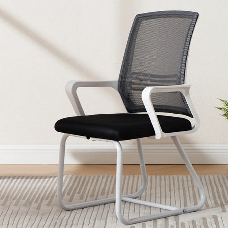Modern Metal Base Black Mesh Mid-Back Office Chair Image - 1