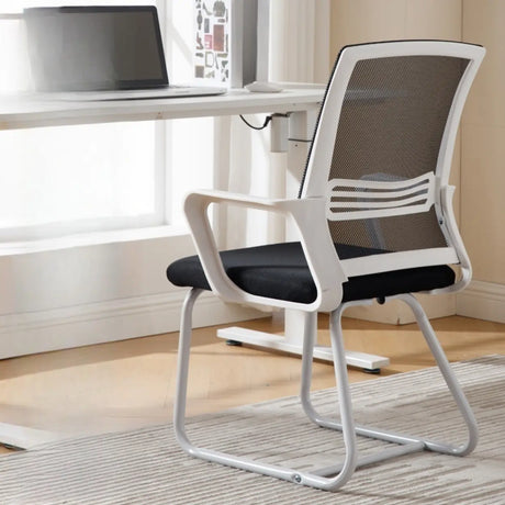 Modern Metal Base Black Mesh Mid-Back Office Chair Image - 2