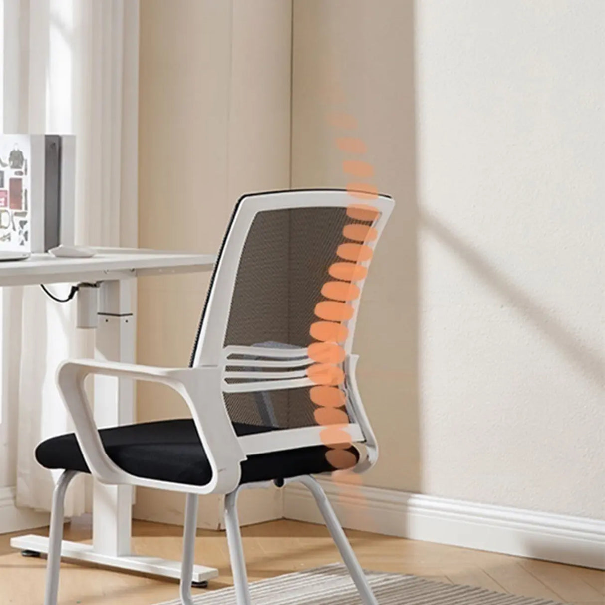 Modern Metal Base Black Mesh Mid-Back Office Chair Image - 5