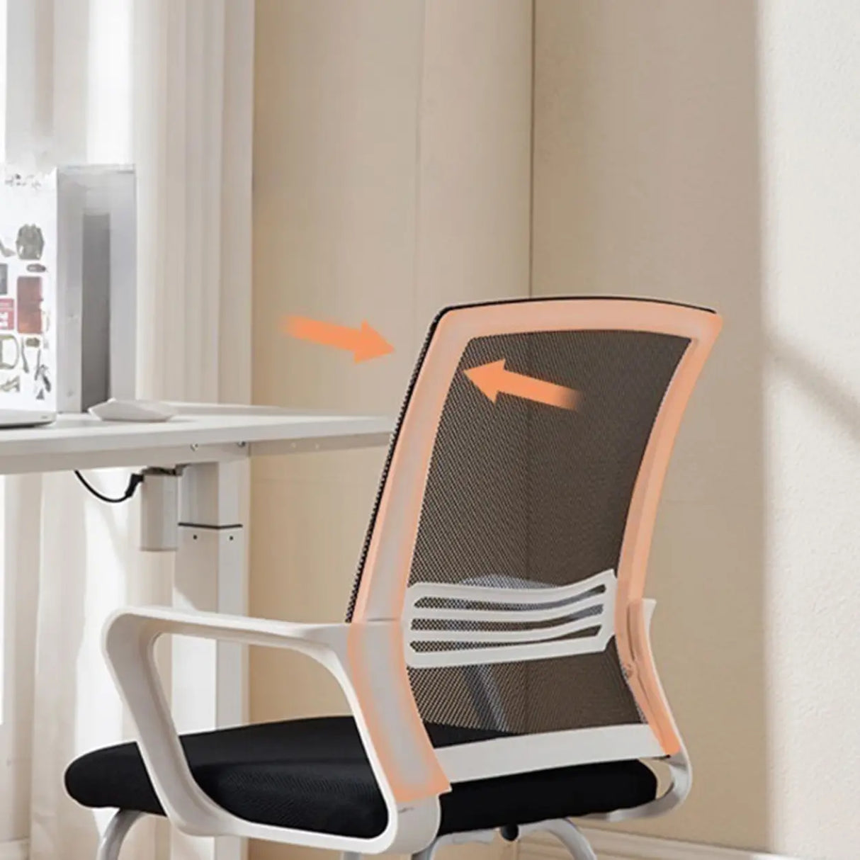 Modern Metal Base Black Mesh Mid-Back Office Chair Image - 9