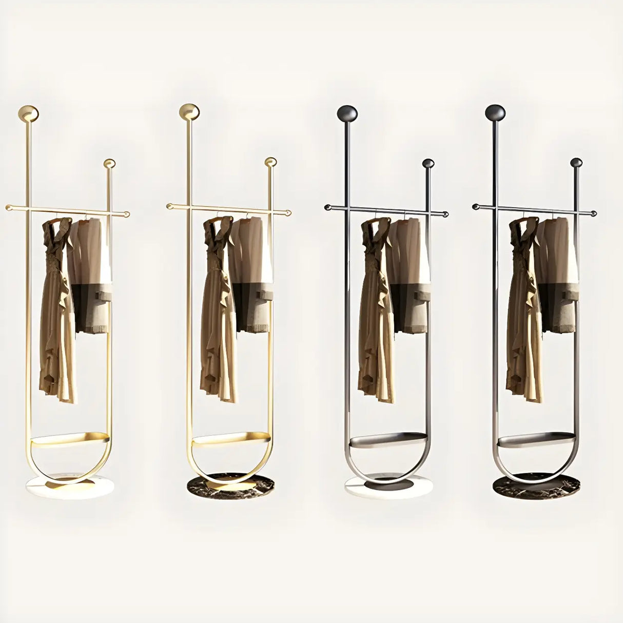 Modern Metal Black Free-Standing Coat Rack with Shelf Image - 13