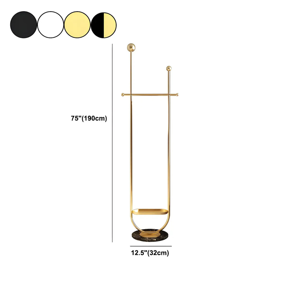 Modern Metal Black Free-Standing Coat Rack with Shelf 