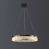 Modern Metal Clear Resin LED Black Circle Chandelier Image - 6