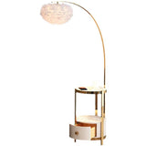 Modern Metal Feather Floor Lamp Storage Shelf Image - 9