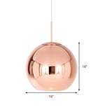 Modern Metal Geometric Shape Copper Pendant Light #size