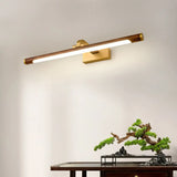 Modern Wood and Gold LED Vanity Light Fixture Image - 1