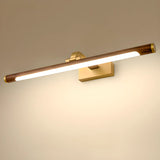 Modern Wood and Gold LED Vanity Light Fixture Image - 10