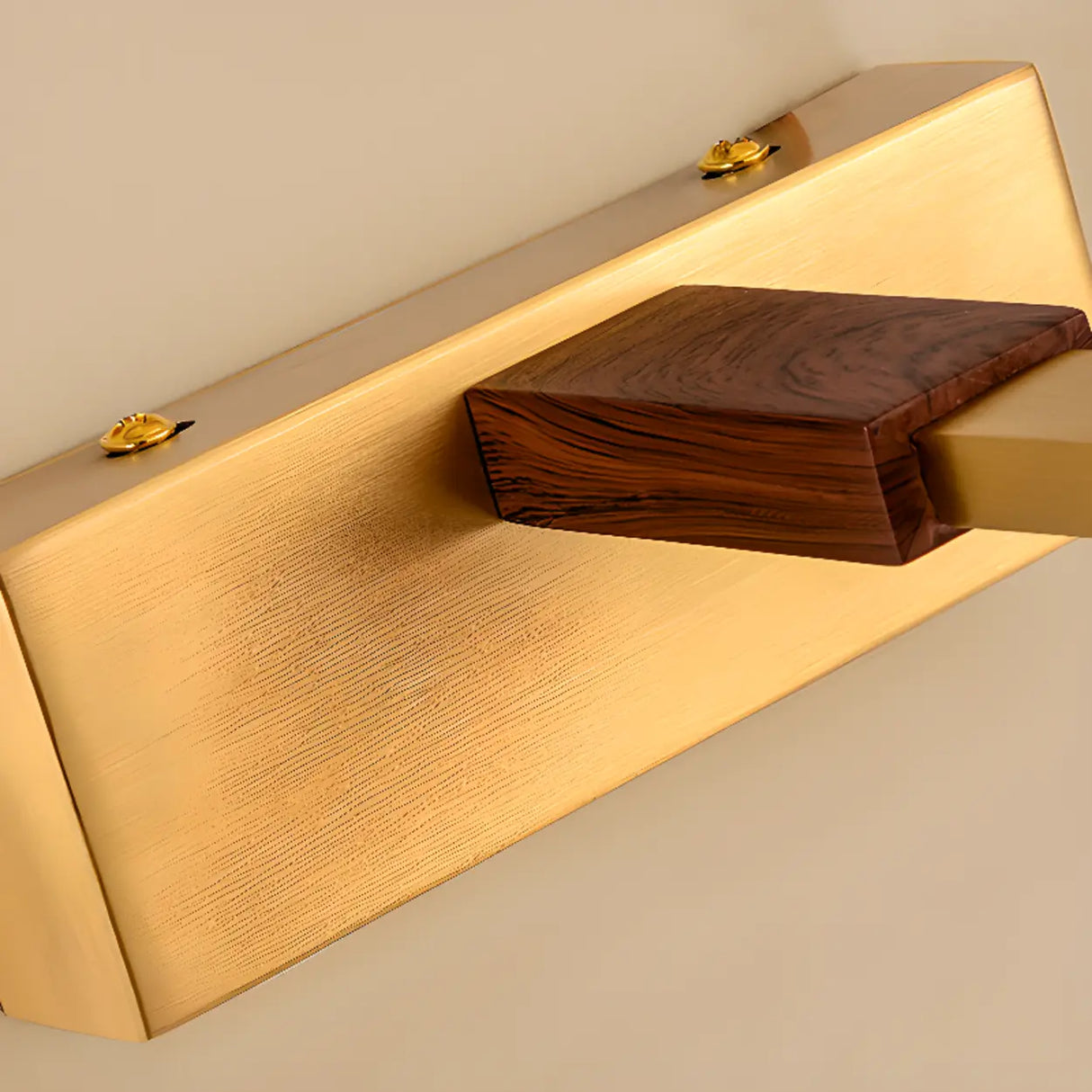 Modern Wood and Gold LED Vanity Light Fixture Image - 13