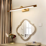 Modern Wood and Gold LED Vanity Light Fixture Image - 3