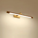 Modern Wood and Gold LED Vanity Light Fixture Image - 7
