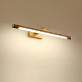 Modern Wood and Gold LED Vanity Light Fixture Image - 8