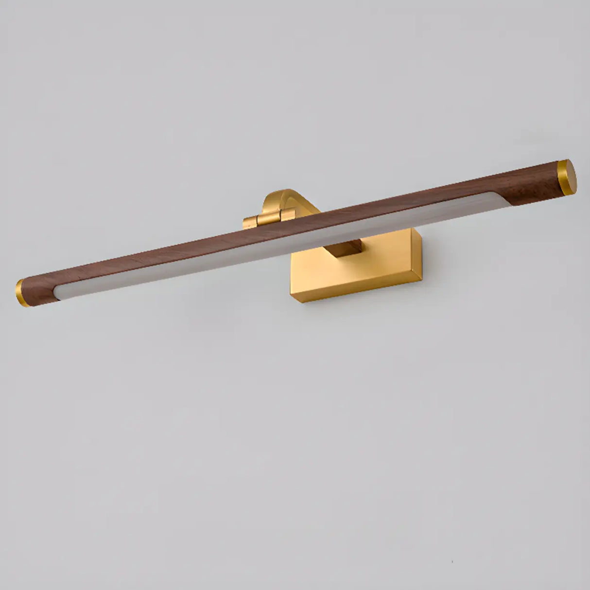 Modern Wood and Gold LED Vanity Light Fixture Image - 9