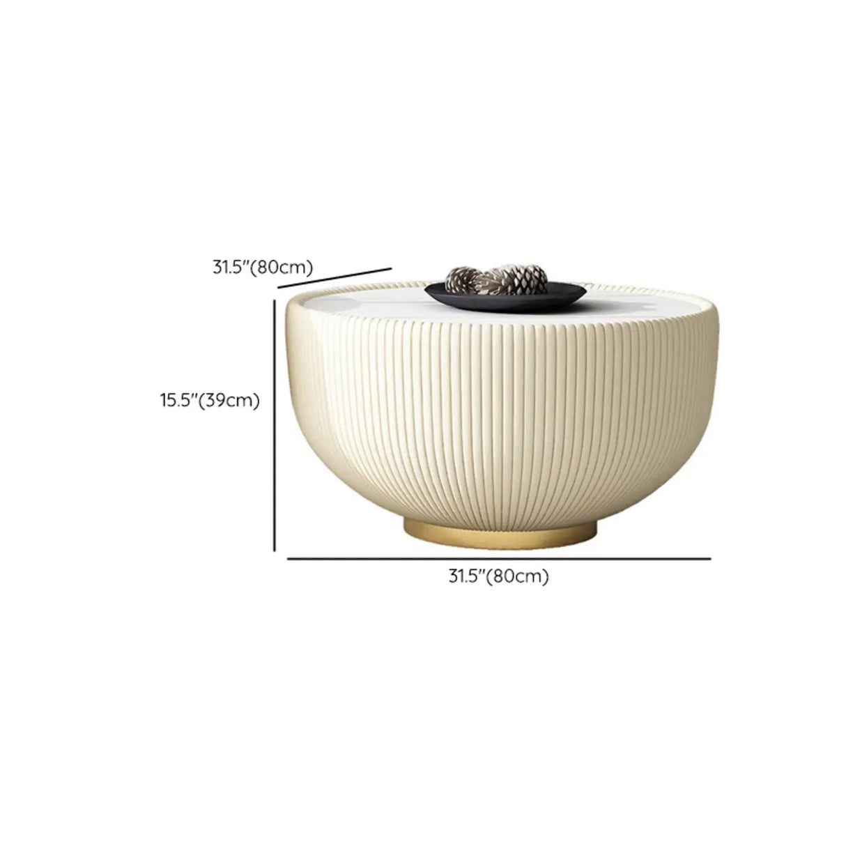 Modern Metal Marble Top Ribbed Pedestal Side Table Image - 16