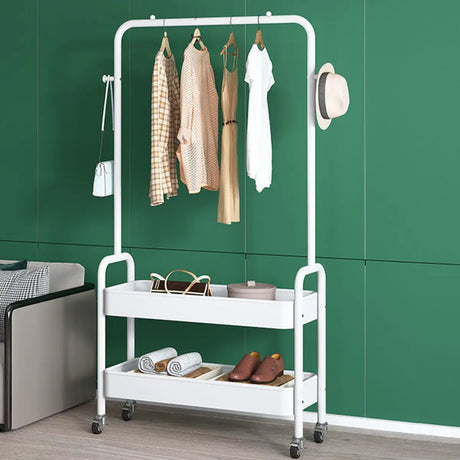 Modern Metal Portable Coat Rack with Storage Shelves Image - 1