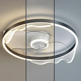 Modern Metal Ring Ornament Ceiling Fan with Light Image - 12