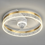 Modern Metal Ring Ornament Ceiling Fan with Light Image - 13