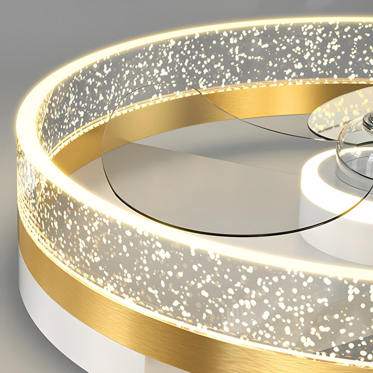 Modern Metal Ring Ornament Ceiling Fan with Light Image - 17
