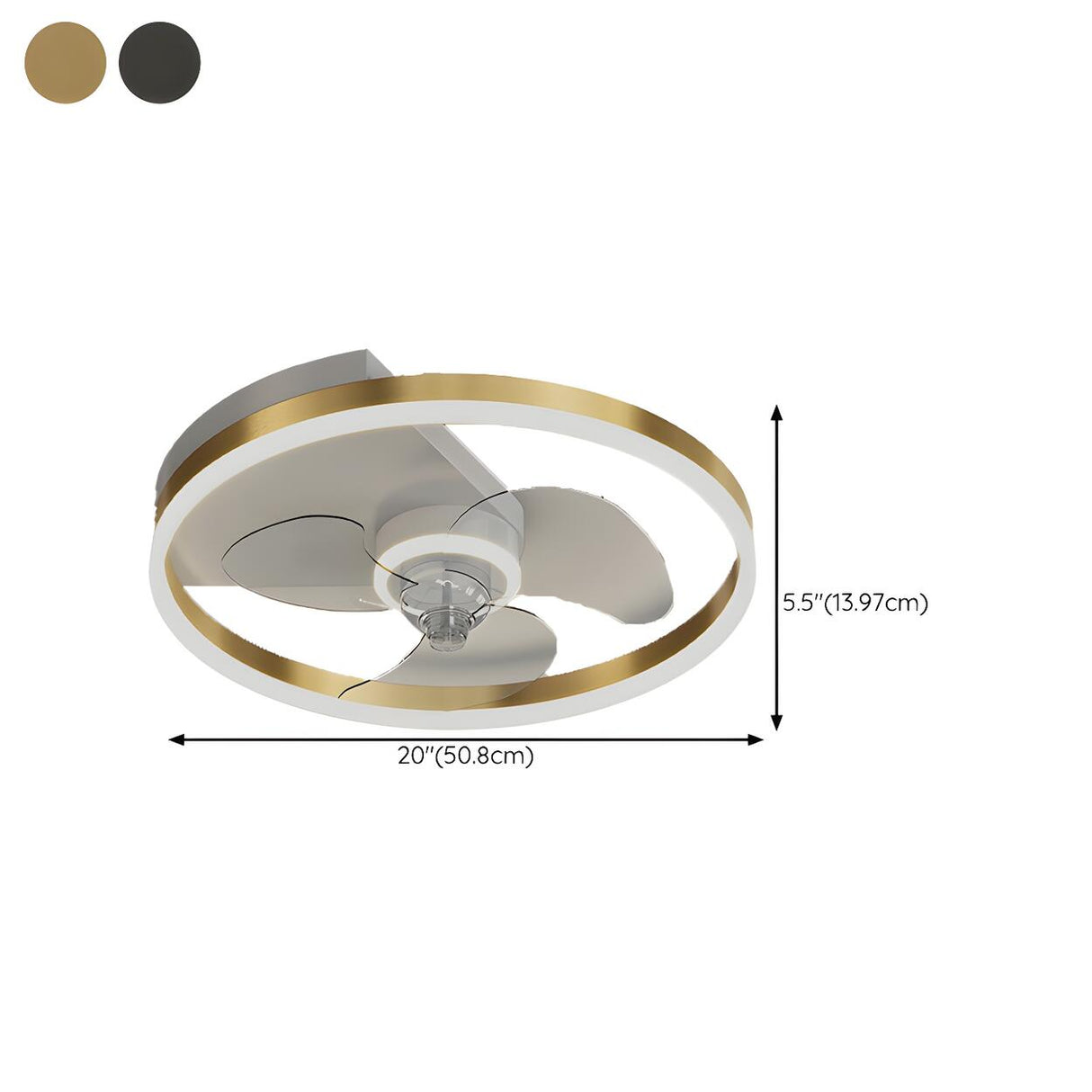 Modern Metal Ring Ornament Ceiling Fan with Light 