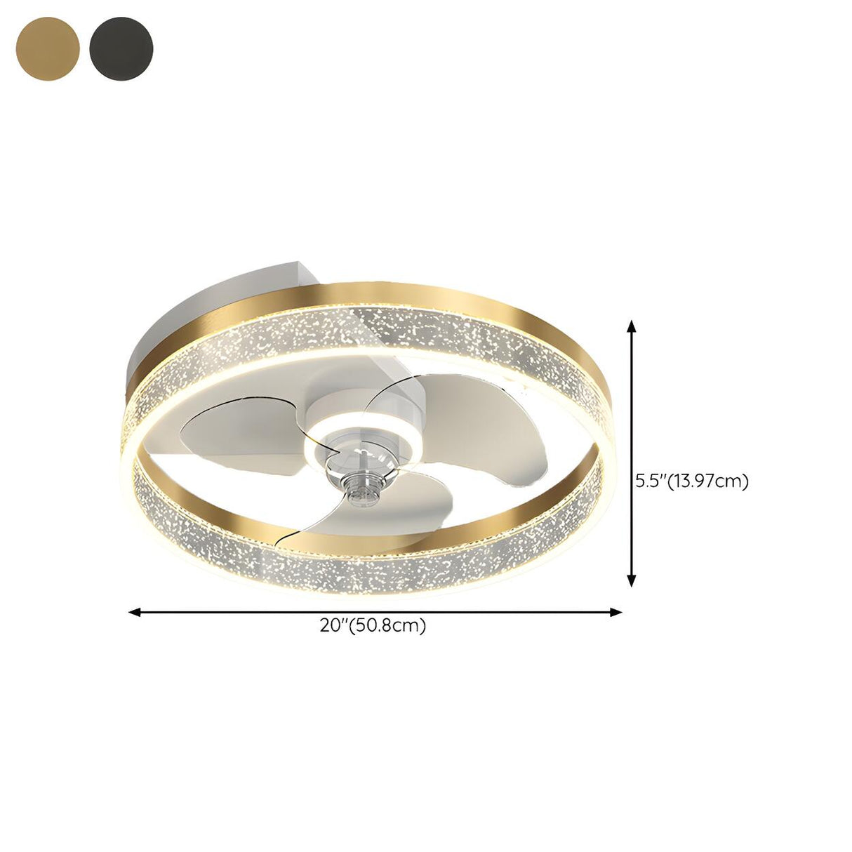 Modern Metal Ring Ornament Ceiling Fan with Light Image - 24