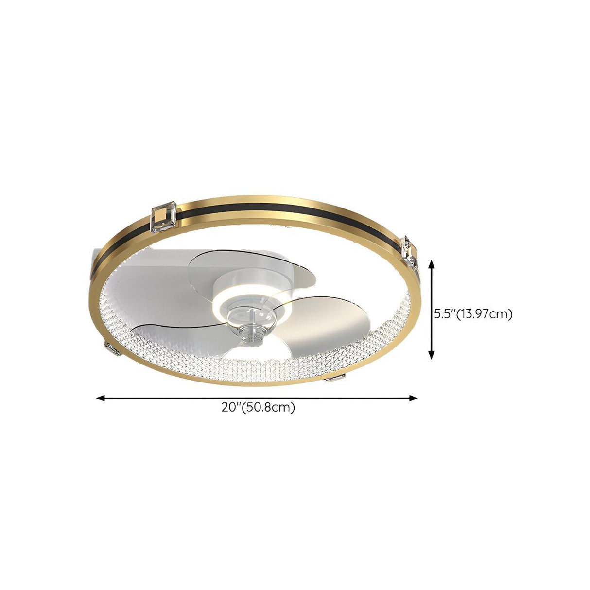 Modern Metal Ring Ornament Ceiling Fan with Light Image - 26