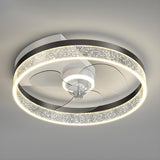 Modern Metal Ring Ornament Ceiling Fan with Light Image - 3