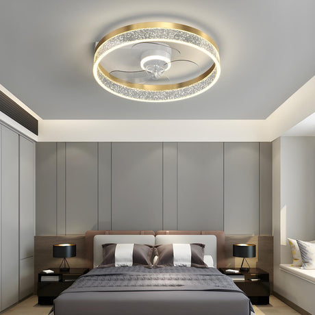 Modern Metal Ring Ornament Ceiling Fan with Light Image - 4