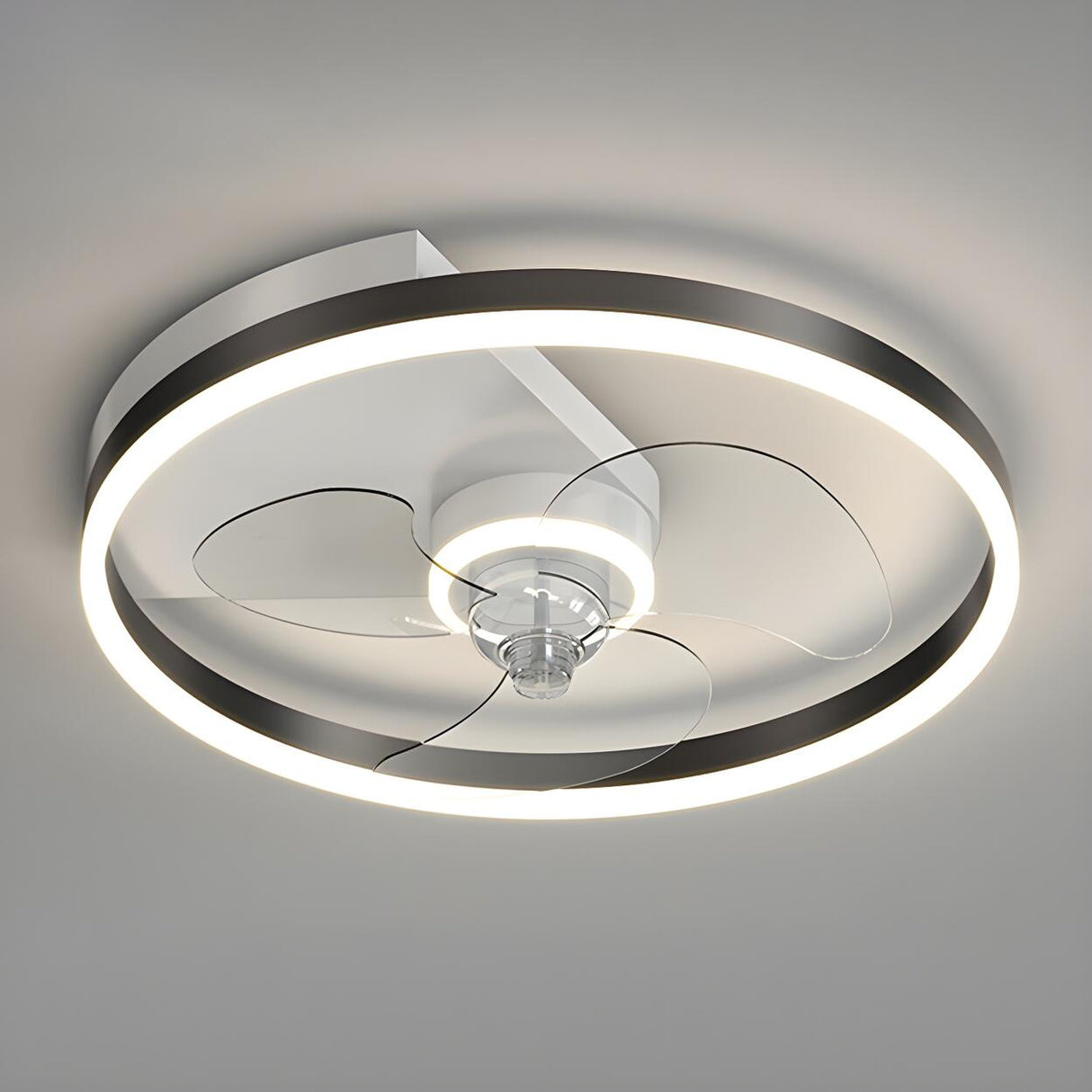 Modern Metal Ring Ornament Ceiling Fan with Light Image - 6