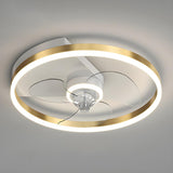 Modern Metal Ring Ornament Ceiling Fan with Light Image - 7