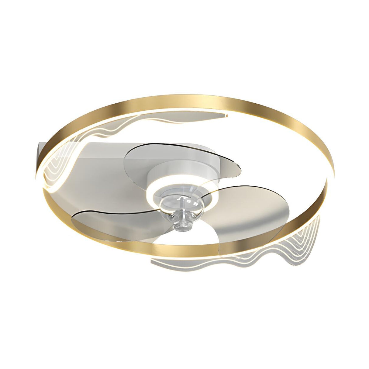 Modern Metal Ring Ornament Ceiling Fan with Light Image - 9