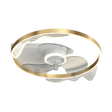 Modern Metal Ring Ornament Ceiling Fan with Light Image - 9