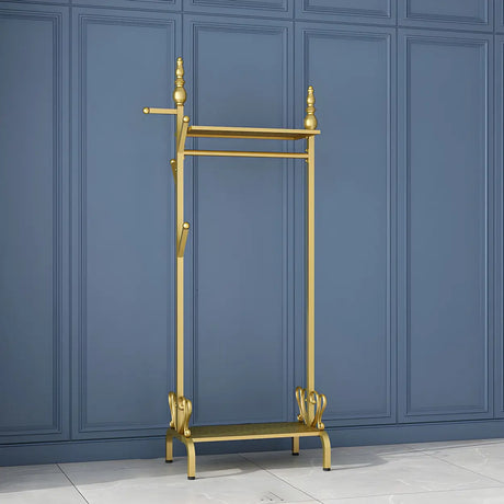 Modern Metal White Freestanding Coat Rack with Storage Image - 2