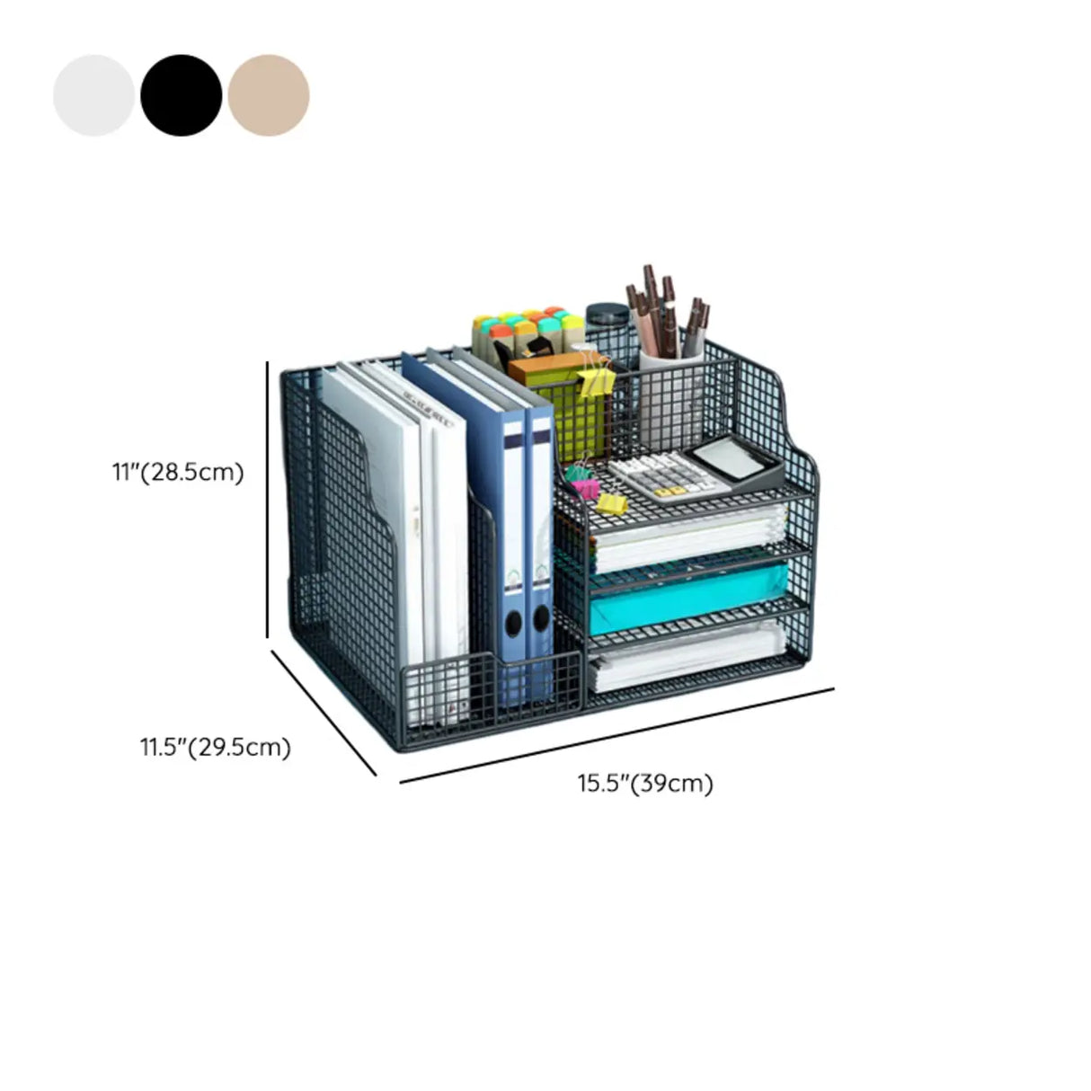 Modern Metal Wire Mesh Desktop Storage Bookcase Black 