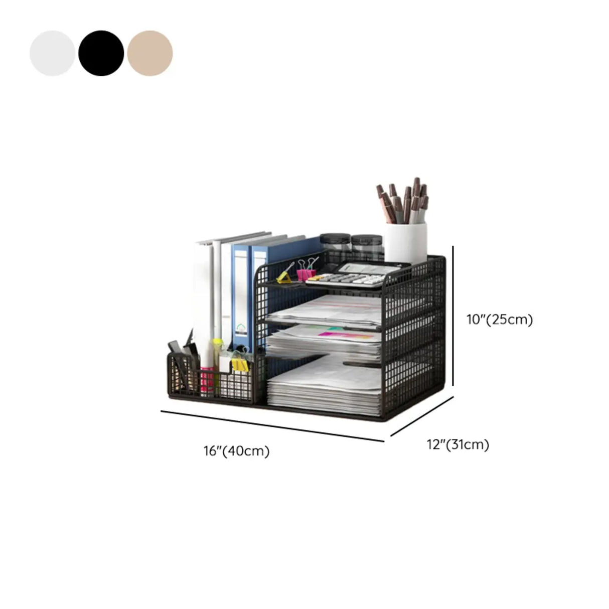 Modern Metal Wire Mesh Desktop Storage Bookcase Black Image - 22