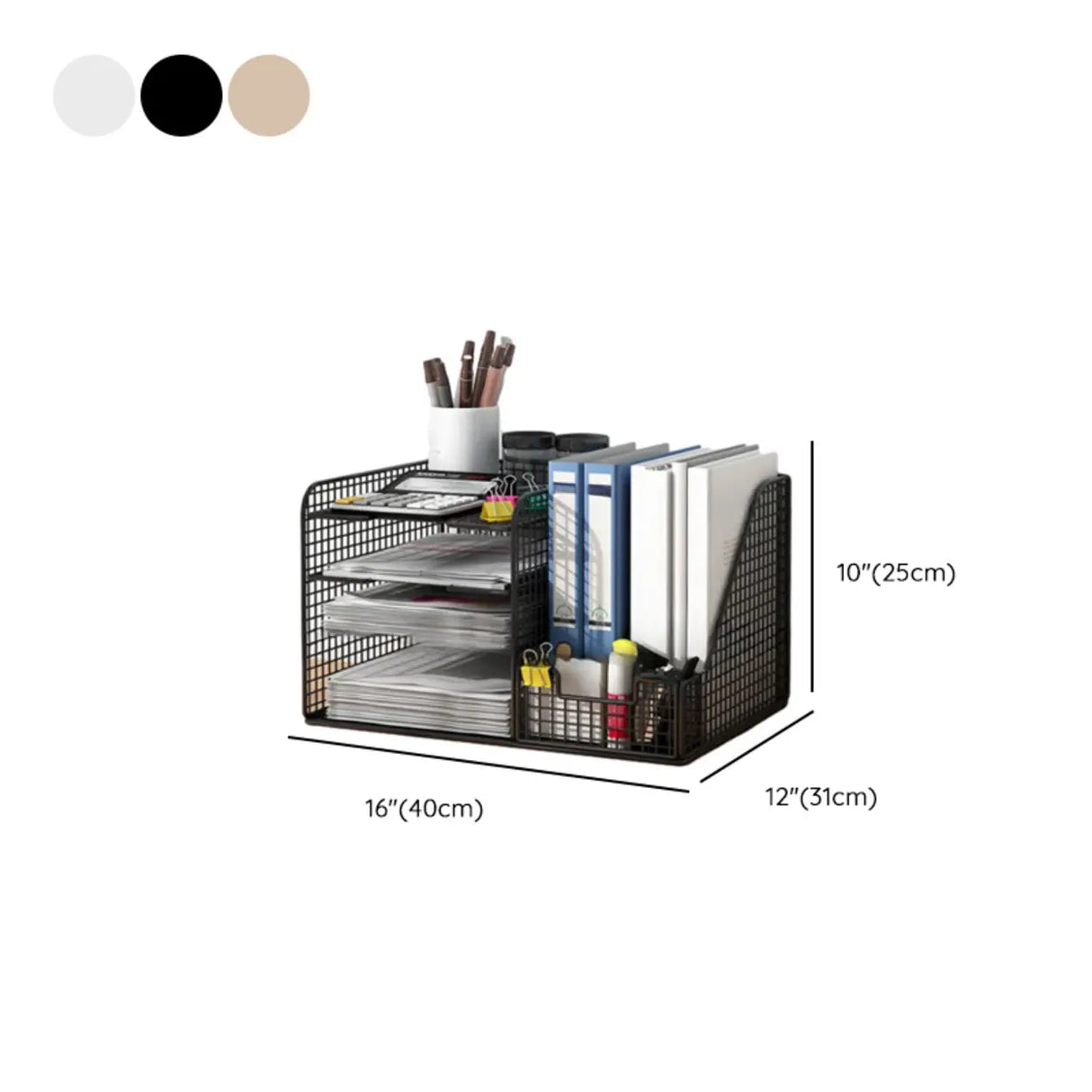 Modern Metal Wire Mesh Desktop Storage Bookcase Black Image - 23