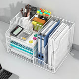 Modern Metal Wire Mesh Desktop Storage Bookcase Black Image - 3