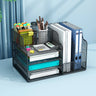 Modern Metal Wire Mesh Desktop Storage Bookcase Black Image - 4