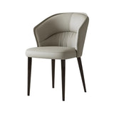 Modern Mid Back Upholstered Faux Leather Arm Dining Chair Image - 5